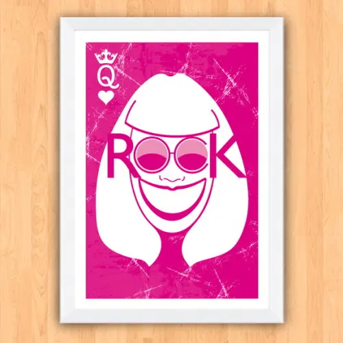 Quadro Pôster A3 c/ Moldura Rosa Choque Rita Lee 30x42cm