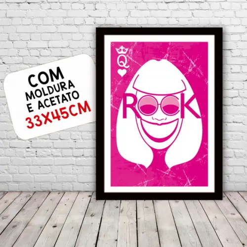 Quadro Pôster A3 c/ Moldura Rosa Choque Rita Lee 30x42cm