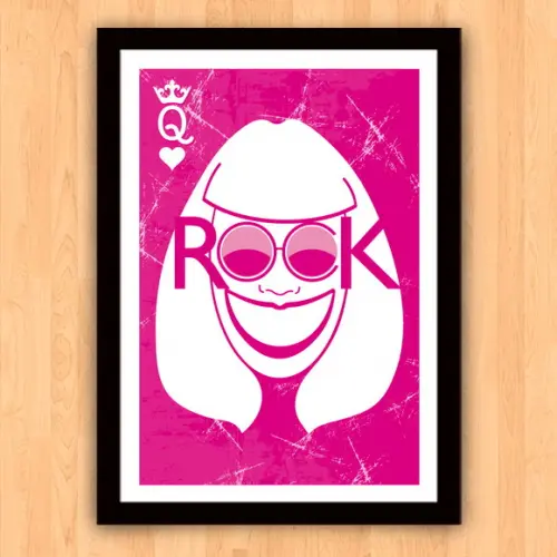 Quadro Pôster A3 c/ Moldura Rosa Choque Rita Lee 30x42cm