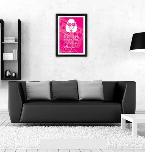 Quadro Pôster A3 c/ Moldura Rosa Choque Rita Lee 30x42cm
