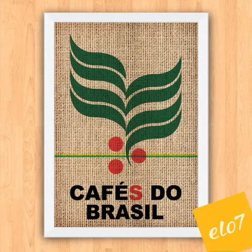 Quadro Pôster A3 c/ Moldura Saca Cafés do Brasil 30x42cm