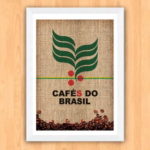 Quadro Pôster A3 c/ Moldura Saca Cafés do Brasil 30x42cm