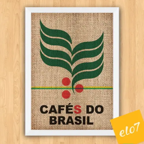 Quadro Pôster A3 c/ Moldura Saca Cafés do Brasil 30x42cm