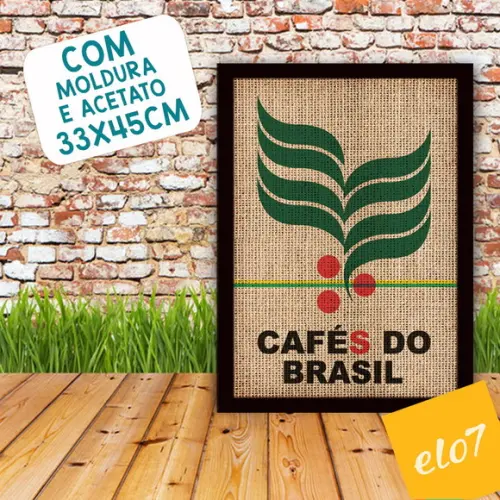 Quadro Pôster A3 c/ Moldura Saca Cafés do Brasil 30x42cm