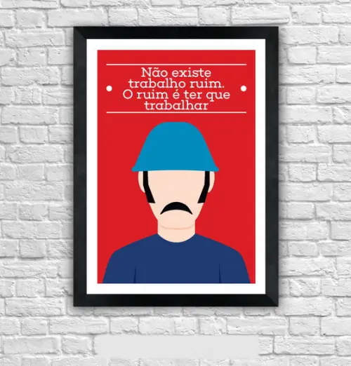 Quadro Pôster A3 c/ Moldura Seu Madruga Frase - 30x42cm