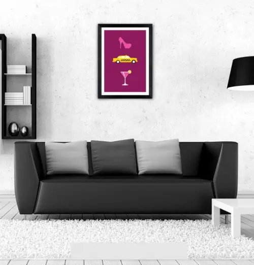Quadro Pôster A3 c/ Moldura Sex And The City Icones 30x42cm