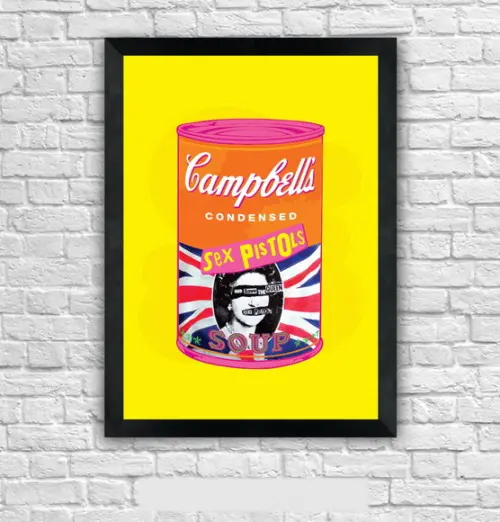 Quadro Pôster A3 c/ Moldura Sex Pistols Campbell´s 30x42cm