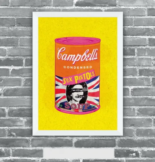 Quadro Pôster A3 c/ Moldura Sex Pistols Campbell´s 30x42cm