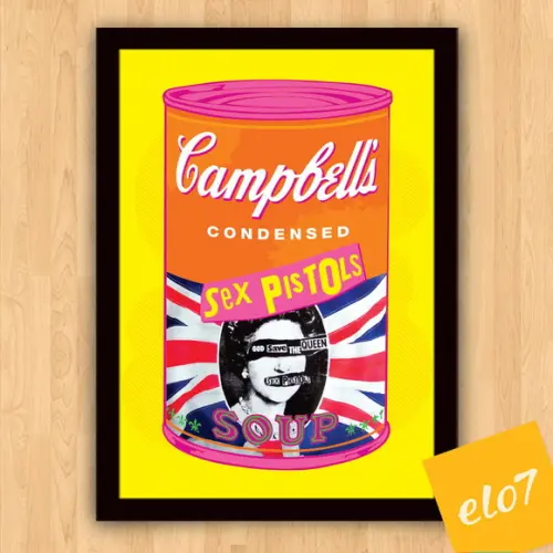 Quadro Pôster A3 c/ Moldura Sex Pistols Campbell´s 30x42cm