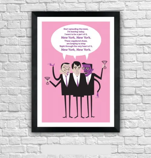 Quadro Pôster A3 c/ Moldura Sinatra Rat Pack 30x42cm