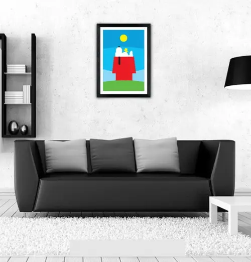 Quadro Pôster A3 c/ Moldura Snoopy House Pop Art 30x42cm