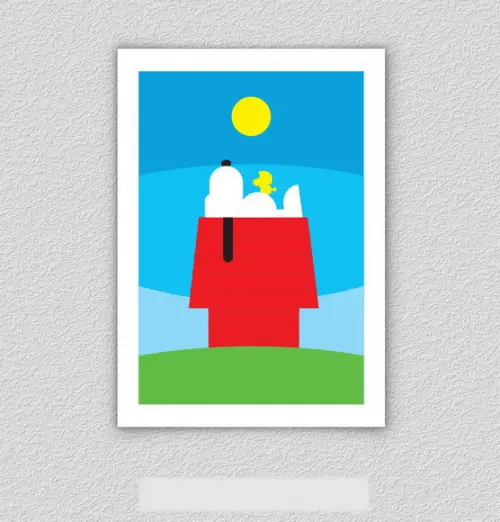 Quadro Pôster A3 c/ Moldura Snoopy House Pop Art 30x42cm