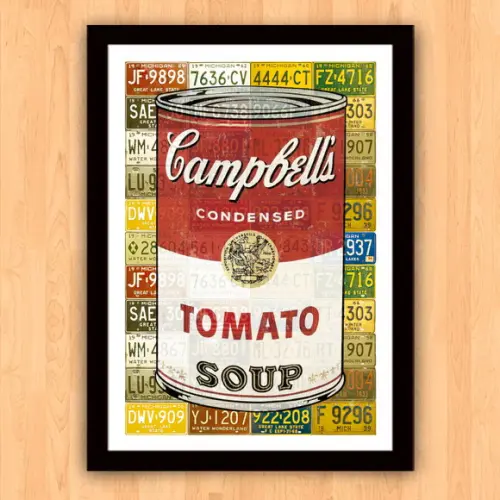Quadro Pôster A3 c/ Moldura Sopa Campbell Grafite 30x42cm