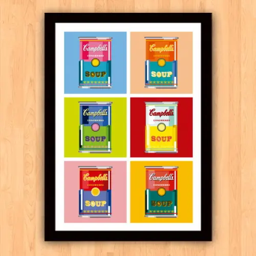 Quadro Pôster A3 c/ Moldura Sopa Campbell`s Pixel 30x42cm