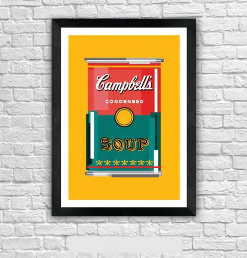 Quadro Pôster A3 c/ Moldura Sopa Campbell`s Pixel 30x42cm