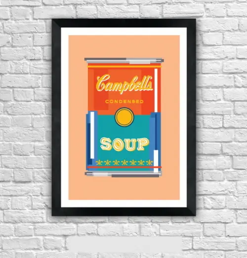 Quadro Pôster A3 c/ Moldura Sopa Campbell`s Pixel 30x42cm