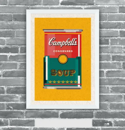 Quadro Pôster A3 c/ Moldura Sopa Campbell`s Pixel 30x42cm