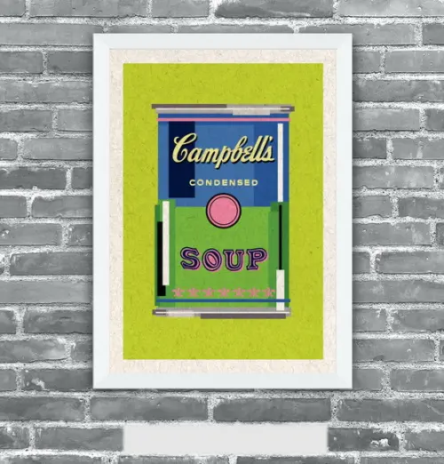 Quadro Pôster A3 c/ Moldura Sopa Campbell`s Pixel 30x42cm
