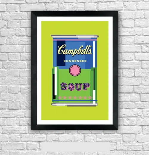 Quadro Pôster A3 c/ Moldura Sopa Campbell`s Pixel 30x42cm