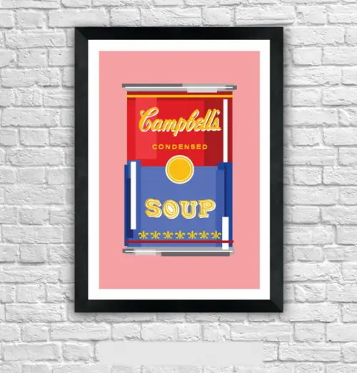 Quadro Pôster A3 c/ Moldura Sopa Campbell`s Pixel 30x42cm