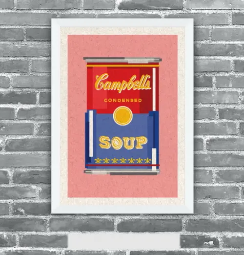Quadro Pôster A3 c/ Moldura Sopa Campbell`s Pixel 30x42cm