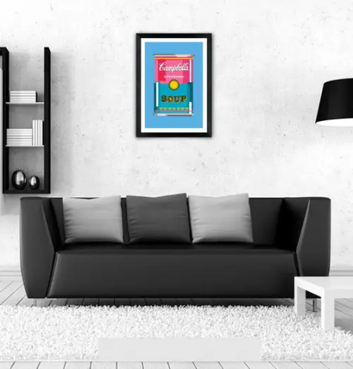 Quadro Pôster A3 c/ Moldura Sopa Campbell`s Pixel 30x42cm