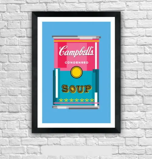 Quadro Pôster A3 c/ Moldura Sopa Campbell`s Pixel 30x42cm
