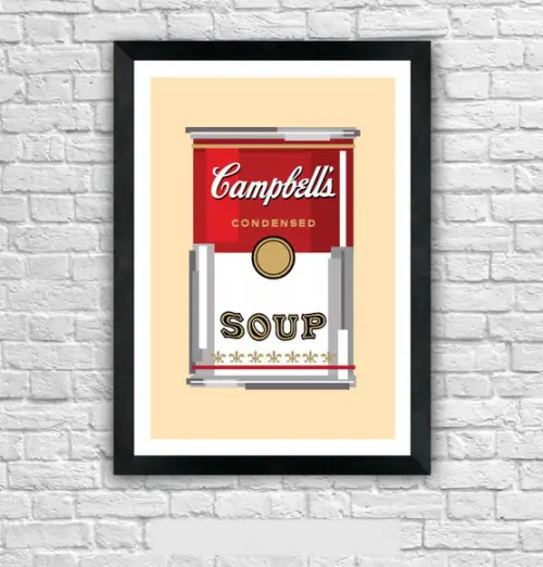 Quadro Pôster A3 c/ Moldura Sopa Campbell`s Pixel 30x42cm