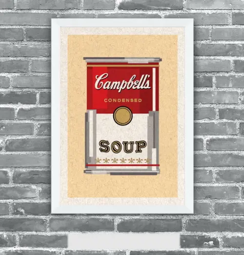 Quadro Pôster A3 c/ Moldura Sopa Campbell`s Pixel 30x42cm