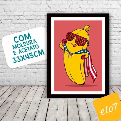 Quadro Pôster A3 c/ Moldura Super Banana 30x42cm