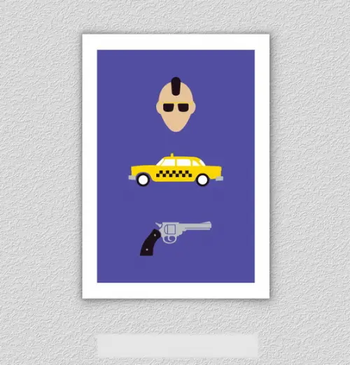 Quadro Pôster A3 c/ Moldura Taxi Driver Icones 30x42cm