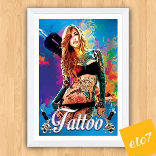 Quadro Pôster A3 c/ Moldura Tattoo Art 30x42cm