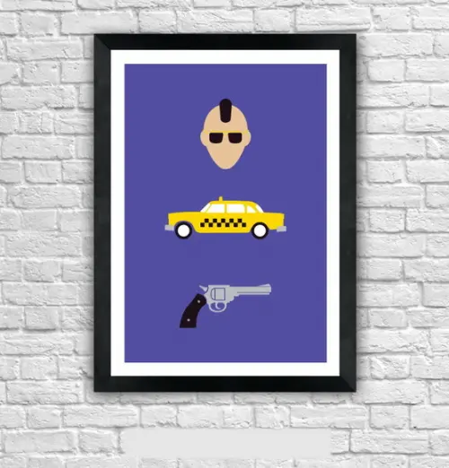 Quadro Pôster A3 c/ Moldura Taxi Driver Icones 30x42cm