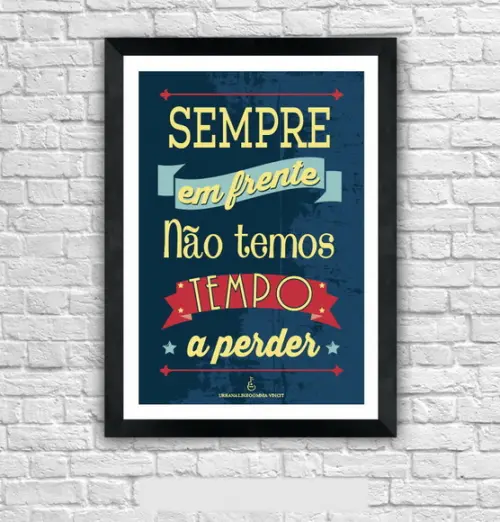 Quadro Pôster A3 c/ Moldura Tempo Perdido Letra 30x42cm