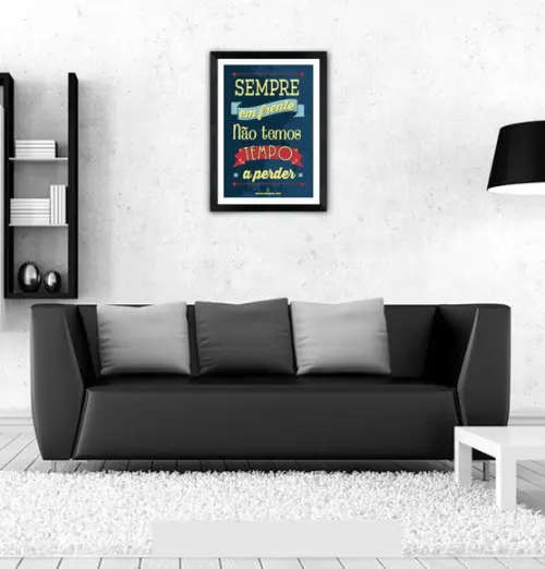 Quadro Pôster A3 c/ Moldura Tempo Perdido Letra 30x42cm