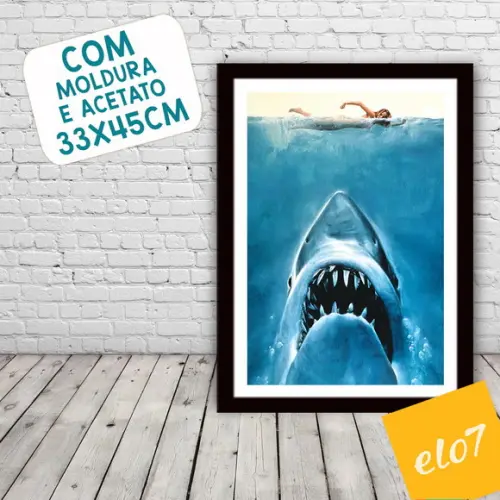 Quadro Pôster A3 c/ Moldura Tubarão Filme 30x42cm