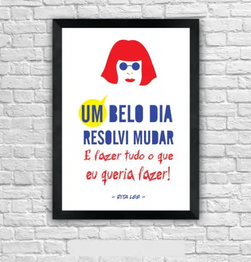 Quadro Pôster A3 c/ Moldura Um Belo Dia Rita Lee 30x42cm