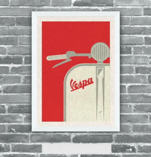 Quadro Pôster A3 c/ Moldura Vespa Pop Art 30x42cm