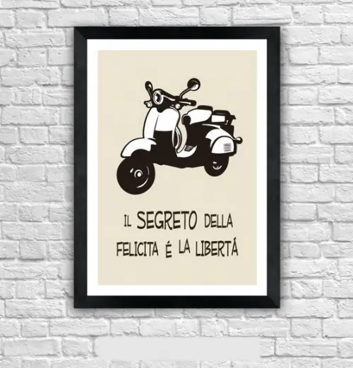 Quadro Pôster A3 c/ Moldura Vespa Segreto 30x42cm