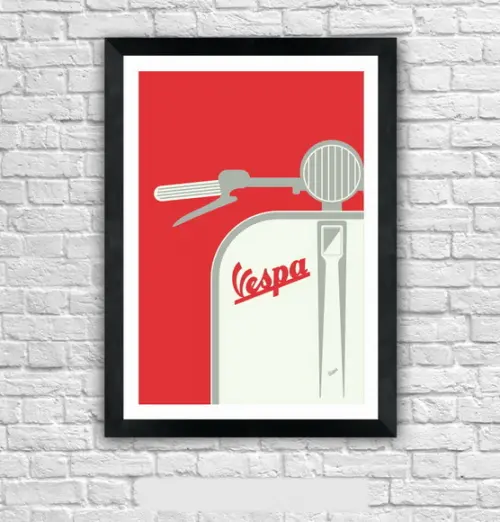 Quadro Pôster A3 c/ Moldura Vespa Pop Art 30x42cm