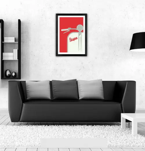Quadro Pôster A3 c/ Moldura Vespa Pop Art 30x42cm