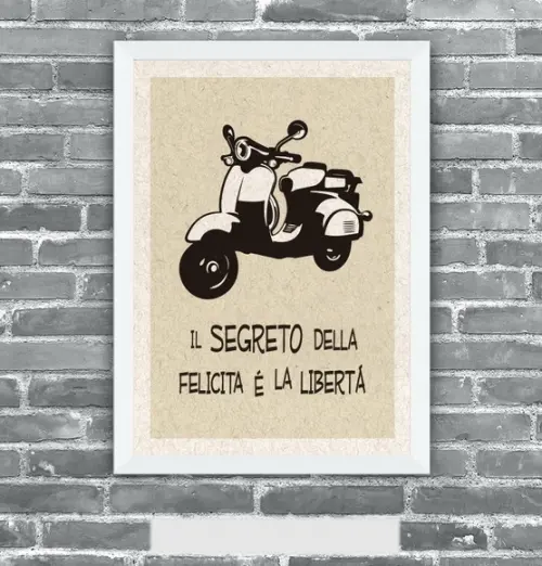 Quadro Pôster A3 c/ Moldura Vespa Segreto 30x42cm