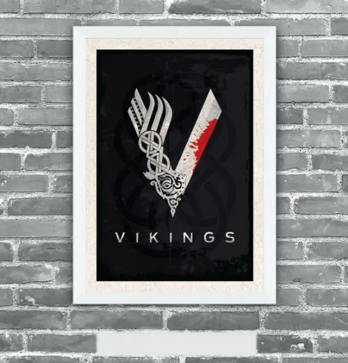 Quadro Pôster A3 c/ Moldura Vikings 30x42cm