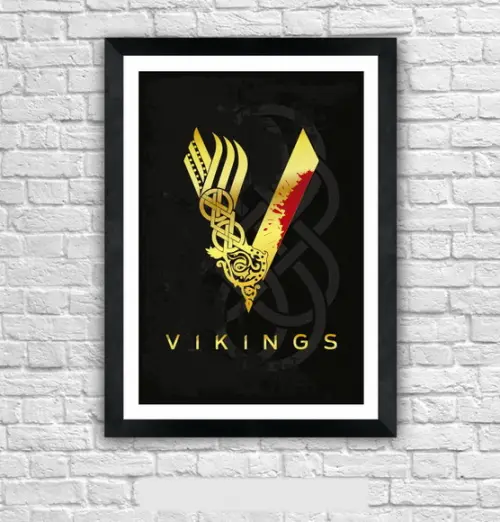 Quadro Pôster A3 c/ Moldura Vikings 30x42cm