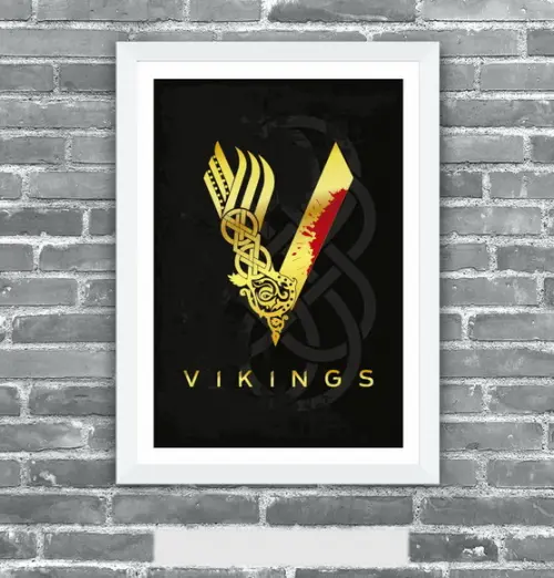 Quadro Pôster A3 c/ Moldura Vikings 30x42cm