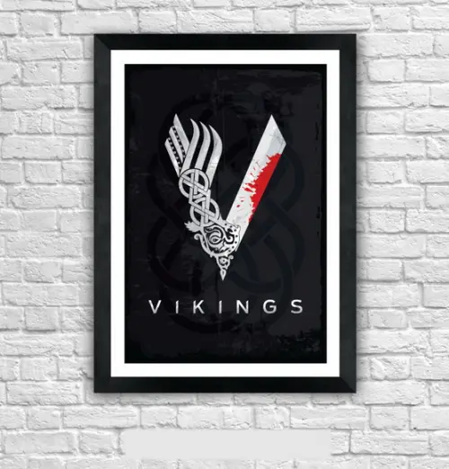 Quadro Pôster A3 c/ Moldura Vikings 30x42cm