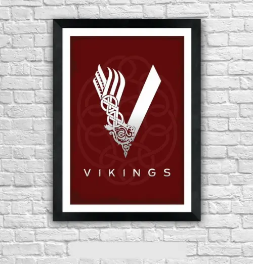 Quadro Pôster A3 c/ Moldura Vikings 30x42cm