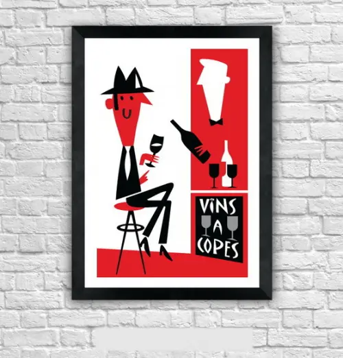 Quadro Pôster A3 c/ Moldura Vins a Copes 30x42cm