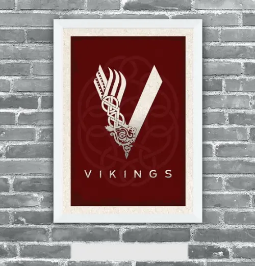 Quadro Pôster A3 c/ Moldura Vikings 30x42cm