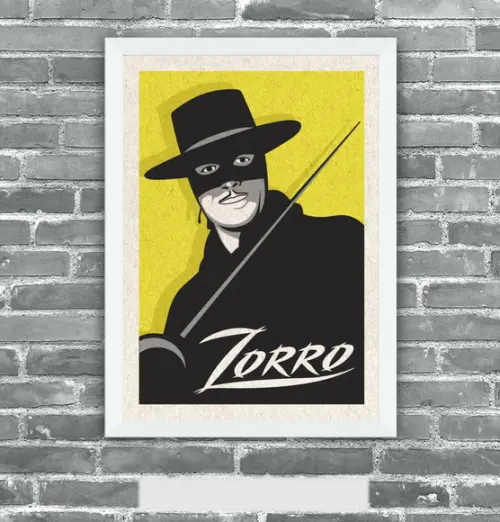 Quadro Pôster A3 c/ Moldura Zorro 60 30x42cm